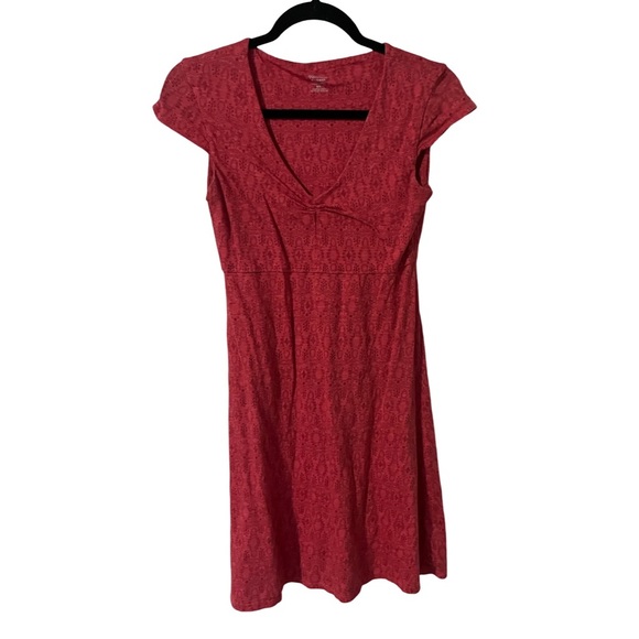 Toad & Co Organic Cotton V Neck Midi Length Short Sleeve Soft Dress Size X-Small - Picture 1 of 8